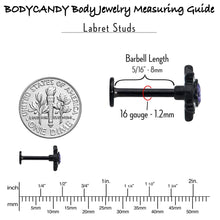 Load image into Gallery viewer, 16G 5/16 Purple Gem Black Scrolling Hearts Labret Monroe Tragus