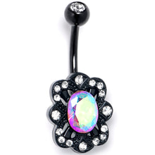 Load image into Gallery viewer, Aurora Gem Black Filigree Fantasy Belly Ring