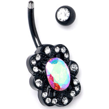 Load image into Gallery viewer, Aurora Gem Black Filigree Fantasy Belly Ring