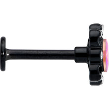 Load image into Gallery viewer, 16G 5/16 Aurora Gem Black Filigree Fantasy Labret Monroe Tragus
