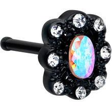 Load image into Gallery viewer, 20G 1/4 Aurora Gem Black Filigree Fantasy Nose Bone