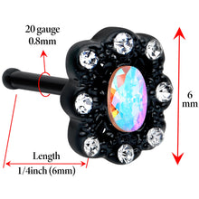 Load image into Gallery viewer, 20G 1/4 Aurora Gem Black Filigree Fantasy Nose Bone