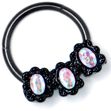 将图片加载到图库查看器,16G 3/8 Aurora Gem Black Magical Ovals Hinged Segment Ring