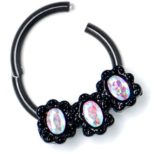 将图片加载到图库查看器,16G 3/8 Aurora Gem Black Magical Ovals Hinged Segment Ring