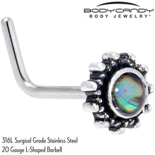 Load image into Gallery viewer, 20G 7mm Brown Faux Shell Circle of Glam L Shape Nose Ring