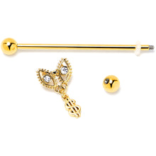 将图片加载到图库查看器,14G Clear Gem Gold Hue Seeing Money Dangle Industrial Barbell 38mm