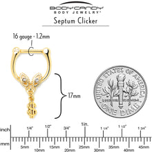 Load image into Gallery viewer, 16G 5/16 Clear Gem Gold Hue Seeing Money Dangle Cartilage Clicker