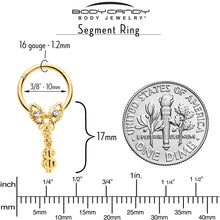 将图片加载到图库查看器,16G 3/8 Clear Gem Gold Hue Seeing Money Dangle Hinged Segment Ring