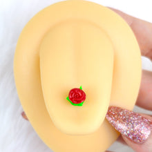 Load image into Gallery viewer, Red Gem Rose Heart Barbell Tongue Ring Set of 4