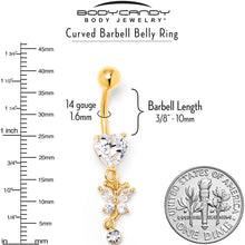 Load image into Gallery viewer, Clear CZ Gem Gold Tone Heart For Butterfly Dangle Belly Ring