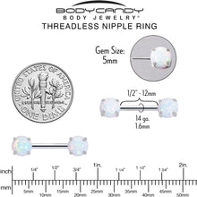 将图片加载到图库查看器,14G 1/2 White Synthetic Opal Threadless Barbell Nipple Ring Set