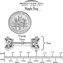 Load image into Gallery viewer, 14G 9/16 Clear CZ Gem Circles Threadless Barbell Nipple Ring Set