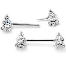 Load image into Gallery viewer, 14G 9/16 Clear CZ Gem Style Threadless Barbell Nipple Ring Set