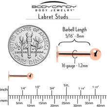 Load image into Gallery viewer, 16G 5/16 Rose Gold Tone Smiling Face Broken Heart Labret Set of 4
