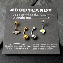 Load image into Gallery viewer, Clear Yellow Gem Gold Tone Bee Flower Belly Ring Set of 4