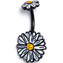 将图片加载到图库查看器,Black Pretty Daisy Flower Double Mount Belly Ring