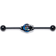 Load image into Gallery viewer, 14G Aurora Gem Black Saturn Space Moon Industrial Barbell 38mm
