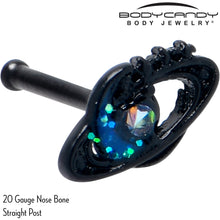 Load image into Gallery viewer, 20G 7mm Aurora Gem Black Saturn Space Moon Nose Bone