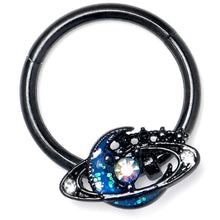 将图片加载到图库查看器,16G 3/8 Aurora Gem Black Saturn Space Moon Hinged Segment Ring