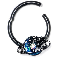 将图片加载到图库查看器,16G 3/8 Aurora Gem Black Saturn Space Moon Hinged Segment Ring