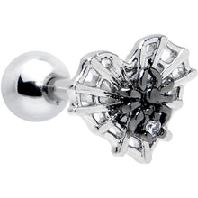 Load image into Gallery viewer, 16G 1/4 Clear CZ Gem Heart of Spider Cartilage Tragus Earring