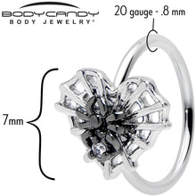 Load image into Gallery viewer, 20G 5/16 Clear CZ Gem Heart of Spider Nose Hoop