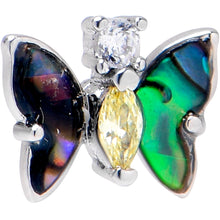 Load image into Gallery viewer, 20G 7mm Yellow Clear Gem Dark Butterfly L Shape Nose Ring