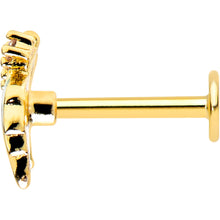 Load image into Gallery viewer, 16G 5/16 Clear CZ Gem Gold Tone Leafy Beauty Labret Monroe Tragus