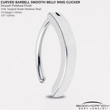 将图片加载到图库查看器,14G 1/2 316L Surgical Steel Smooth Style Hinged Hoop Belly Ring