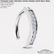 Load image into Gallery viewer, Clear CZ Gem ASTM F-136 Implant Grade Titanium Forward Facing Belly Ring