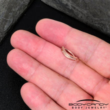 Load image into Gallery viewer, 14G 3/8 Rose Implant Grade Titanium CZ Paved Hinged Hoop Belly Ring
