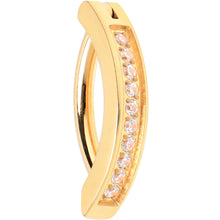 Load image into Gallery viewer, 14G 3/8 Gold Tone CZ ASTM F-136 Implant Grade Titanium Hinged Hoop Belly Ring