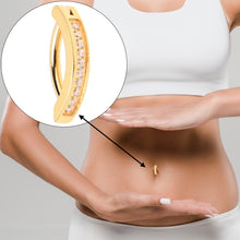 Load image into Gallery viewer, 14G 3/8 Gold Tone CZ ASTM F-136 Implant Grade Titanium Hinged Hoop Belly Ring