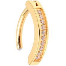 Load image into Gallery viewer, 14G 3/8 Gold Tone CZ ASTM F-136 Implant Grade Titanium Hinged Hoop Belly Ring