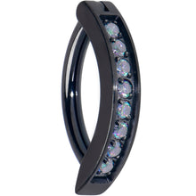 Load image into Gallery viewer, 14G 3/8 Black Implant Grade Titanium CZ Paved Hinged Hoop Belly Ring