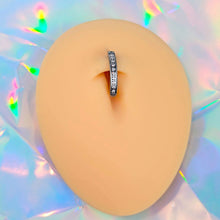 Load image into Gallery viewer, 14G 1/2 Implant Grade Titanium CZ Paved Hinged Hoop Belly Ring