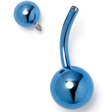 Load image into Gallery viewer, Blue ASTM F-136 Implant Grade Titanium Internally Threaded Belly Ring