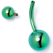 Load image into Gallery viewer, Green ASTM F-136 Implant Grade Titanium Internally Threaded Belly Ring