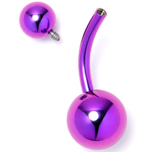 Load image into Gallery viewer, Purple ASTM F-136 Implant Grade Titanium Internally Threaded Belly Ring