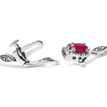 Load image into Gallery viewer, 10K White Gold 4.5mm x 3mm Oval Ruby and Diamond Link Bracelet (H-I Color, SI1-SI2 Clarity) - Size 7"