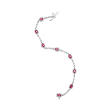 Load image into Gallery viewer, 10K White Gold 4.5mm x 3mm Oval Ruby and Diamond Link Bracelet (H-I Color, SI1-SI2 Clarity) - Size 7"