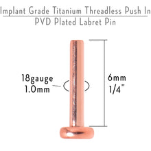 Load image into Gallery viewer, 18G 1/4 Rosy Tone ASTM F-136 Implant Grade Titanium Threadless Post Only Labret