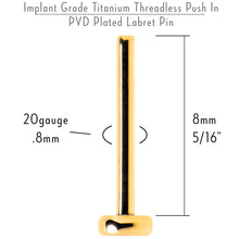 Load image into Gallery viewer, 20G 5/16 Gold Hue ASTM F-136 Implant Grade Titanium Threadless Post Only Labret