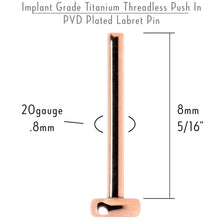 将图片加载到图库查看器,20G 5/16 Rosy Hue ASTM F-136 Implant Grade Titanium Threadless Post Only Labret