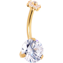 Load image into Gallery viewer, Clear CZ Gem Gold Hue ASTM F-136 Implant Grade Titanium Threadless Belly Ring