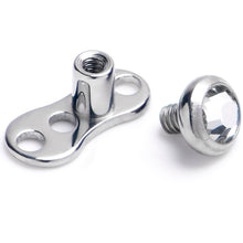Load image into Gallery viewer, 14G 3mm Gem Bezel Top 3 Hole Dermal Implant Grade Titanium Anchor Base