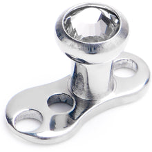Load image into Gallery viewer, 16G 3mm Gem Bezel Top 3 Hole Dermal Implant Grade Titanium Anchor Base