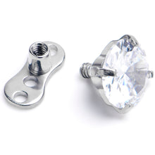 Load image into Gallery viewer, 14G 5mm CZ Top 3 Hole Dermal Implant Grade Titanium Anchor Base