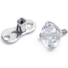 Load image into Gallery viewer, 16G 4mm CZ Top 3 Hole Dermal Implant Grade Titanium Anchor Base