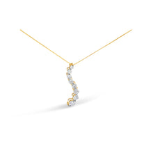 将图片加载到图库查看器,AGS Certified 14k White Gold 3.0 Cttw Baguette and Brilliant Round-Cut Diamond Journey 18" Pendant Necklace (F-G Color, I1-I2 Clarity)